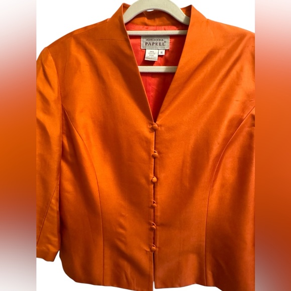 VINTAGE SILK women’s pant suit size 16 Adrianna Papéll colorful - Picture 2 of 13